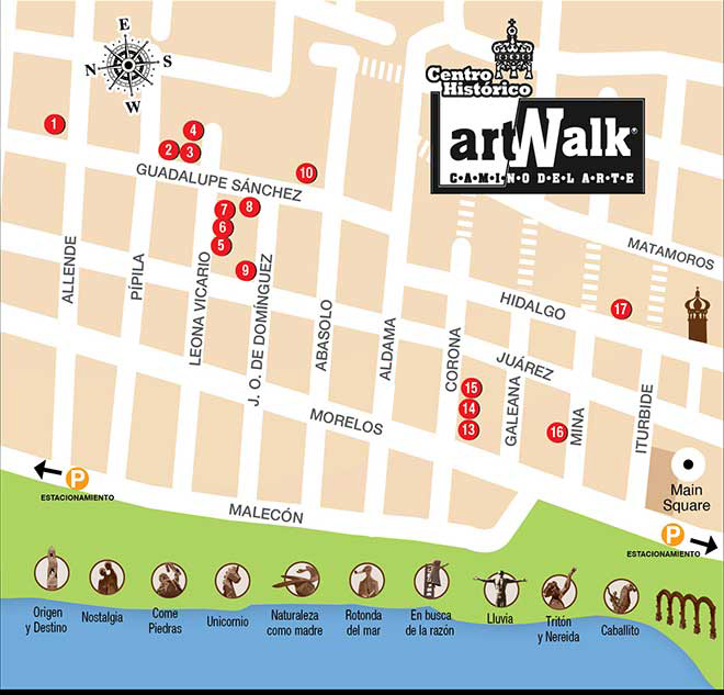 ArtWalk Galleries Map in Puerto Vallarta