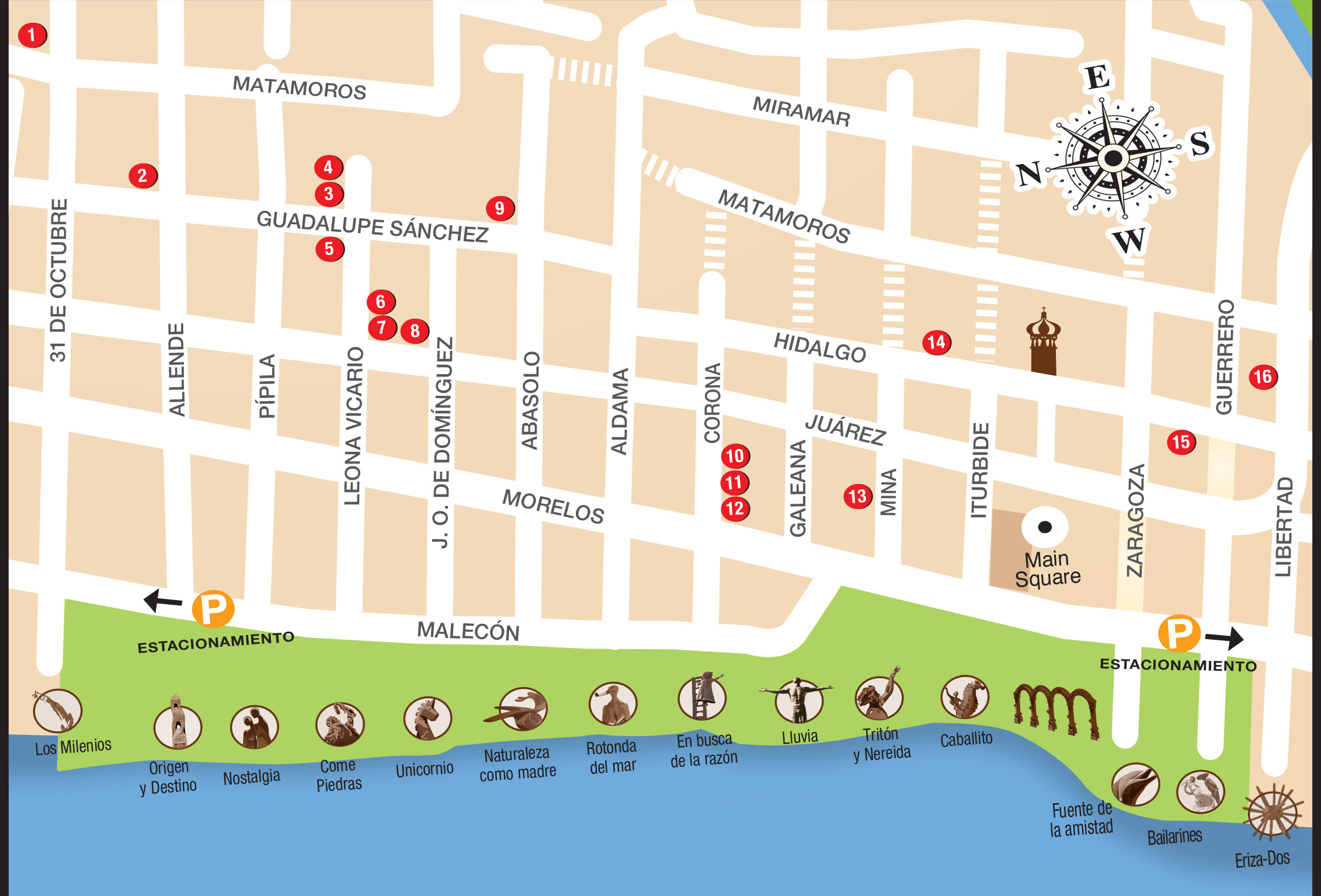 ArtWalk Galleries Map in Puerto Vallarta