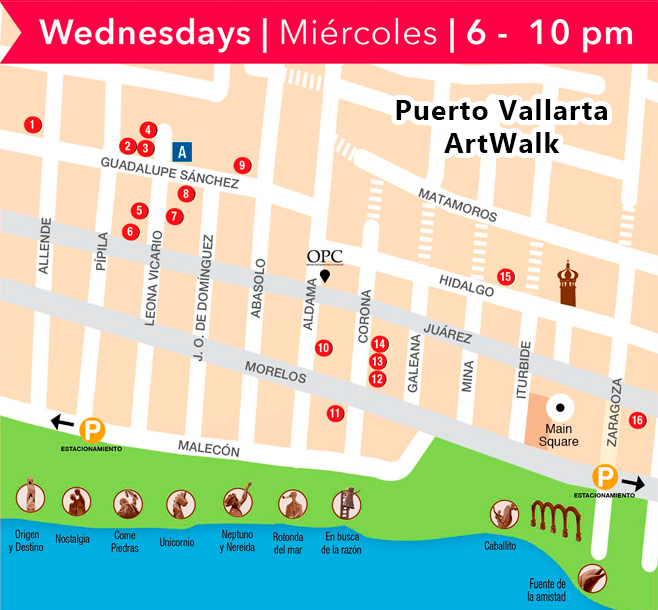 ArtWalk Galleries Map Puerto Vallarta ArtWalk